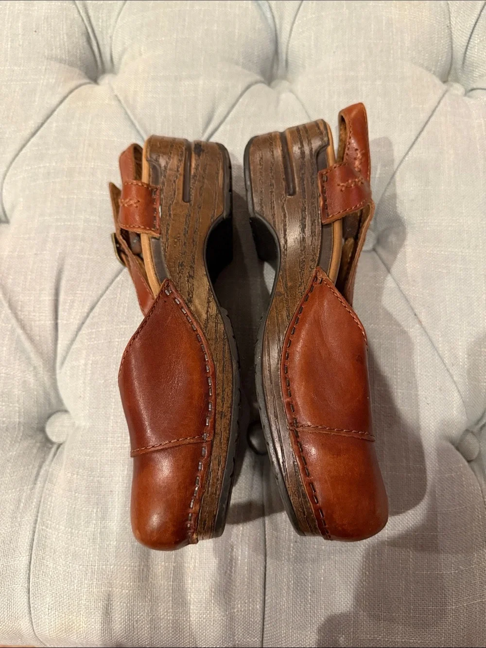 Dansko Women's Brown Leather Slingback Clogs - Picture 2 of 6